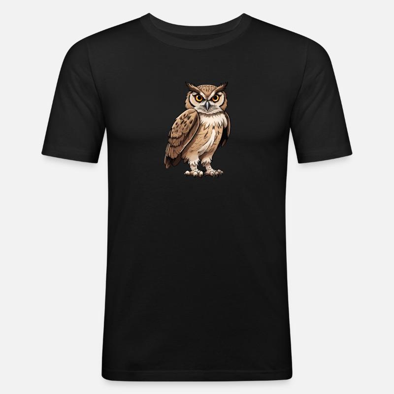 Uhu - Männer Slim Fit T-Shirt - Schwarz