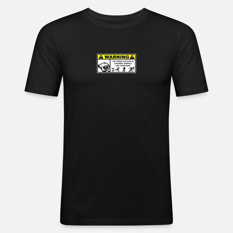Turbo-Rennwarnung - Männer Slim Fit T-Shirt - Schwarz