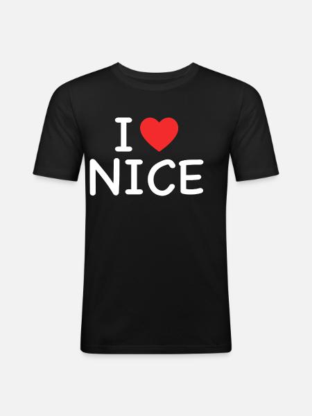 I Love Nice - J'aime Nice - Men's Slim Fit T-Shirt - black