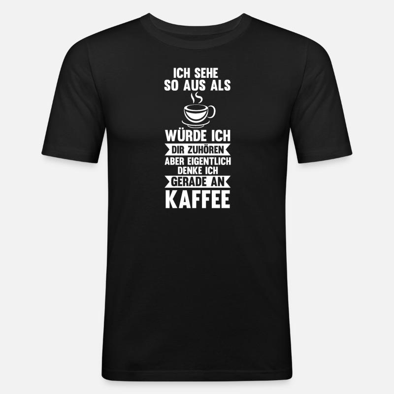 Kaffee Koffein Kaffeetrinker Geschenk - Männer Slim Fit T-Shirt - Schwarz