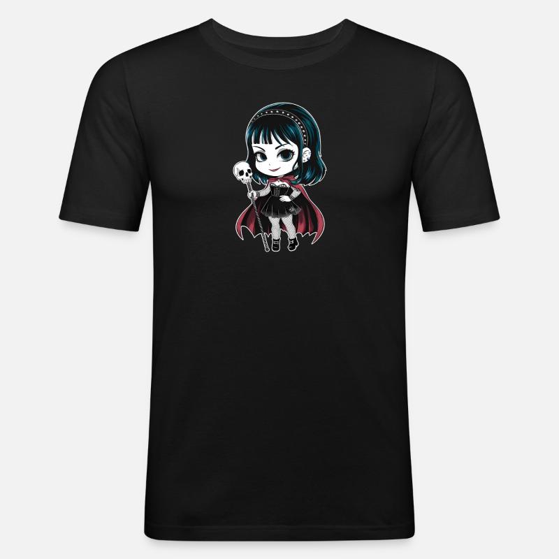 Chibi Gothic-Mädchen - Männer Slim Fit T-Shirt - Schwarz