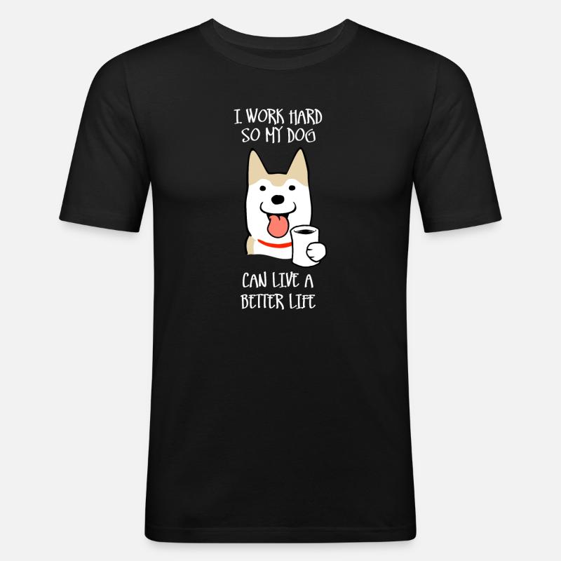 Ich arbeite hart (dunkel) - Männer Slim Fit T-Shirt - Schwarz