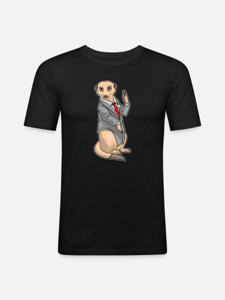 Meerkat Groom Wedding Ring Wedding - Men's Slim Fit T-Shirt - black