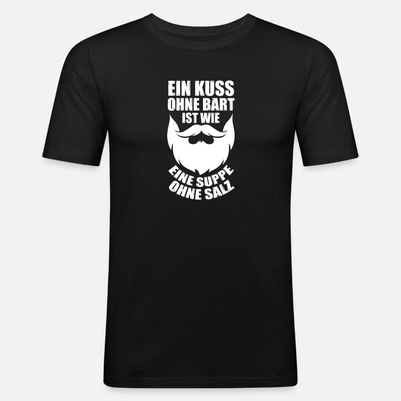 Bärtig Bartträger Schnurrbart Bart - Männer Slim Fit T-Shirt - Schwarz