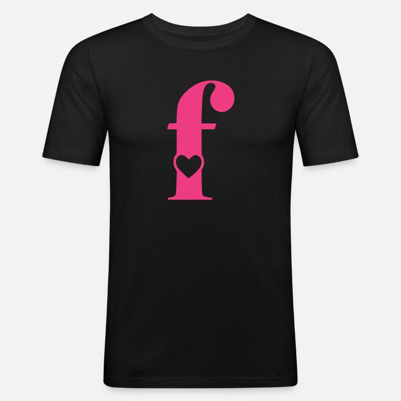 Buchstabe f Anfangsbuchstabe mit Herz - Männer Slim Fit T-Shirt - Schwarz