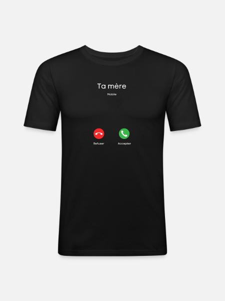 appel de ta mère - T-shirt près du corps Homme - noir