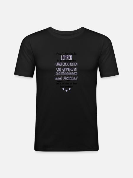 Bester Lehrer Tasse - Männer Slim Fit T-Shirt - Schwarz