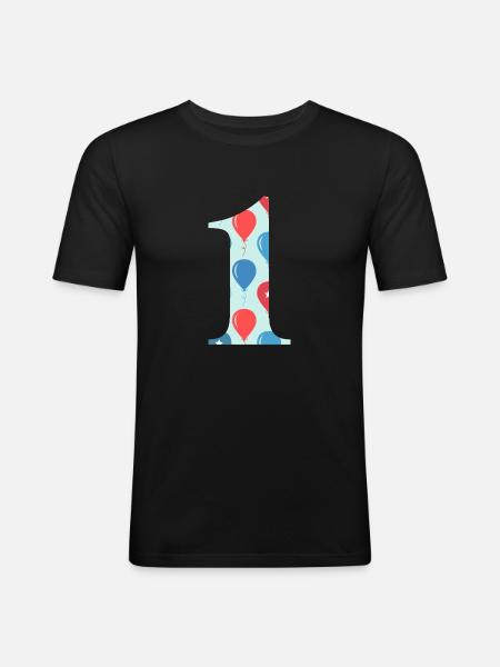 1st anniversary balloon - Men's Slim Fit T-Shirt - black