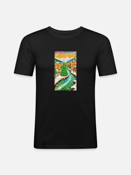 Winterdorf Winter Village - Men's Slim Fit T-Shirt - black