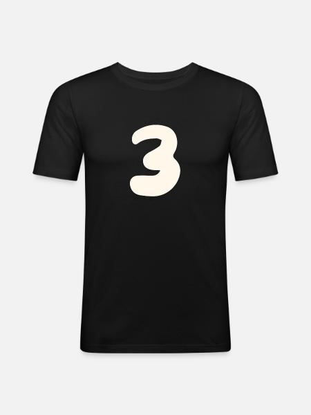 3 - Männer Slim Fit T-Shirt - Schwarz
