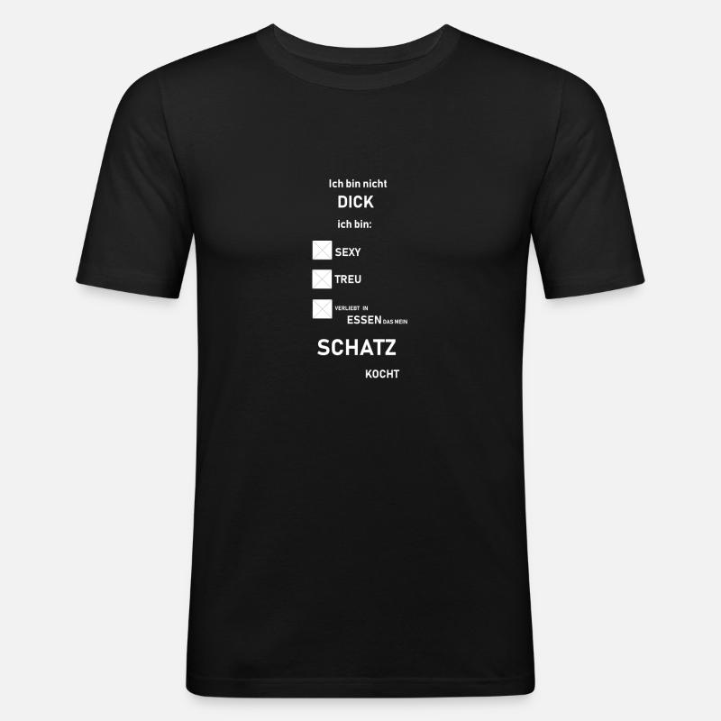 ich bin nicht dick - Männer Slim Fit T-Shirt - Schwarz