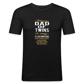 Papa de jumeaux - T-shirt près du corps Homme - noir - Devant - Nik (191cm)