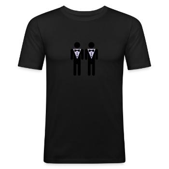 homo - T-shirt près du corps Homme - noir - Devant - Nik (191cm)