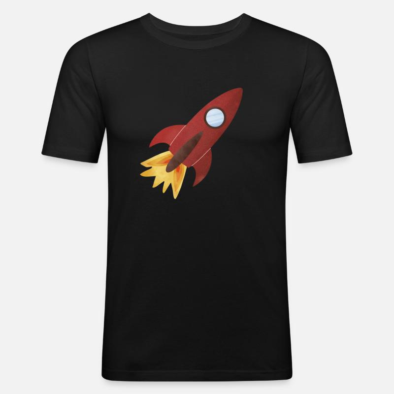 Rote Rakete - Männer Slim Fit T-Shirt - Schwarz