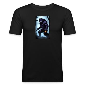 Loup-garou | Loup | Créatures mythiques | Monstres | Mystique - T-shirt près du corps Homme - noir - Devant - Nik (191cm)