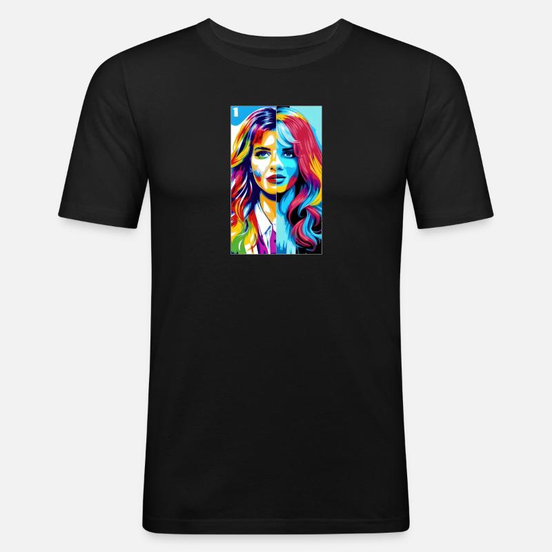 Frau | Gesicht | Mädchen | Anime - Männer Slim Fit T-Shirt - Schwarz