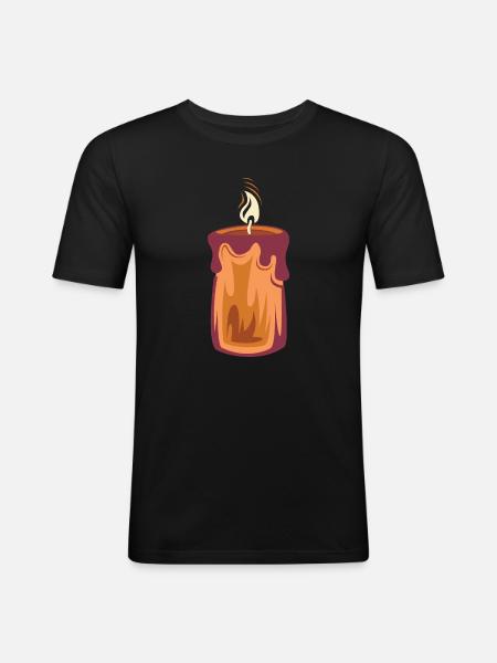 Candle Christmas Light Illustration 1st Advent - Men's Slim Fit T-Shirt - black