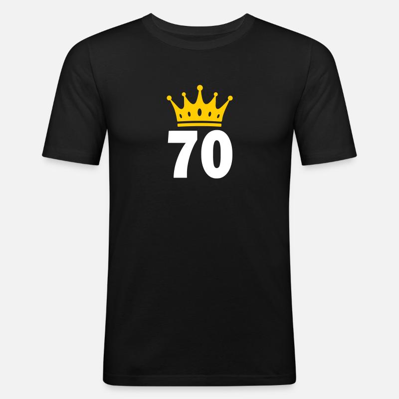 70 Krone 70° compleanno 70 anni - Maglietta aderente da uomo - nero
