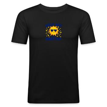 Help Me I'm On A Family Vacation - Männer Slim Fit T-Shirt - Schwarz - Vorne - Nik (191cm)