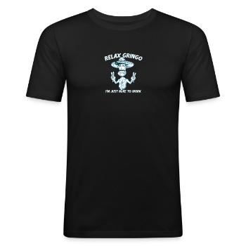 Relax Gringo Je suis presque légal - Drôle mexicain - T-shirt près du corps Homme - noir - Devant - Nik (191cm)