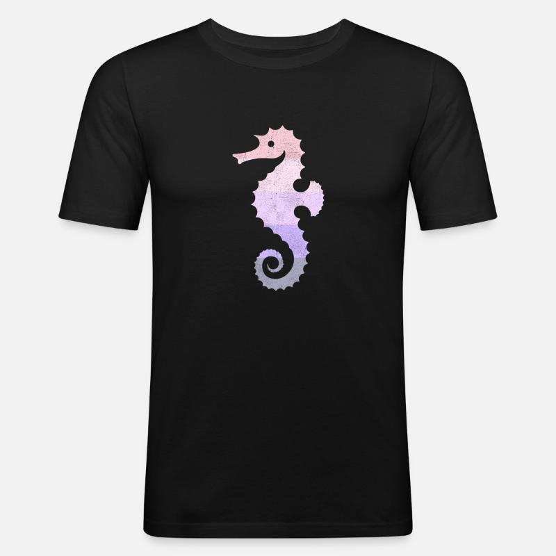 Seepferdchen - Männer Slim Fit T-Shirt - Schwarz