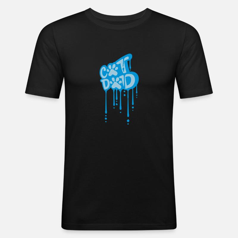 Cat Dad Graffiti Pfote - Männer Slim Fit T-Shirt - Schwarz