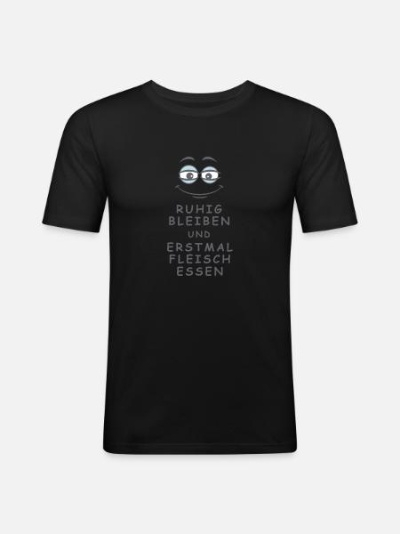 Fleisch essen - Männer Slim Fit T-Shirt - Schwarz