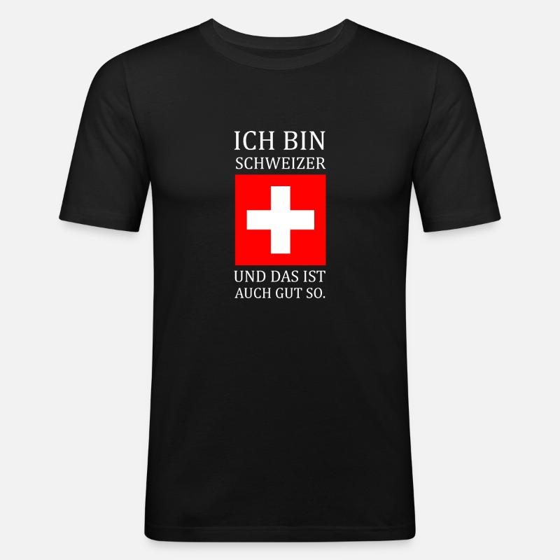 Schweiz/Schweizer - Männer Slim Fit T-Shirt - Schwarz