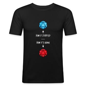 Bad luck D20 - T-shirt près du corps Homme - noir - Devant - Nik (191cm)