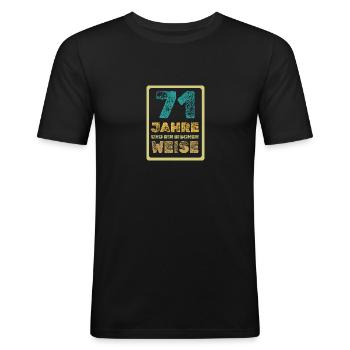 Alter 71 - Männer Slim Fit T-Shirt - Schwarz - Vorne - Nik (191cm)