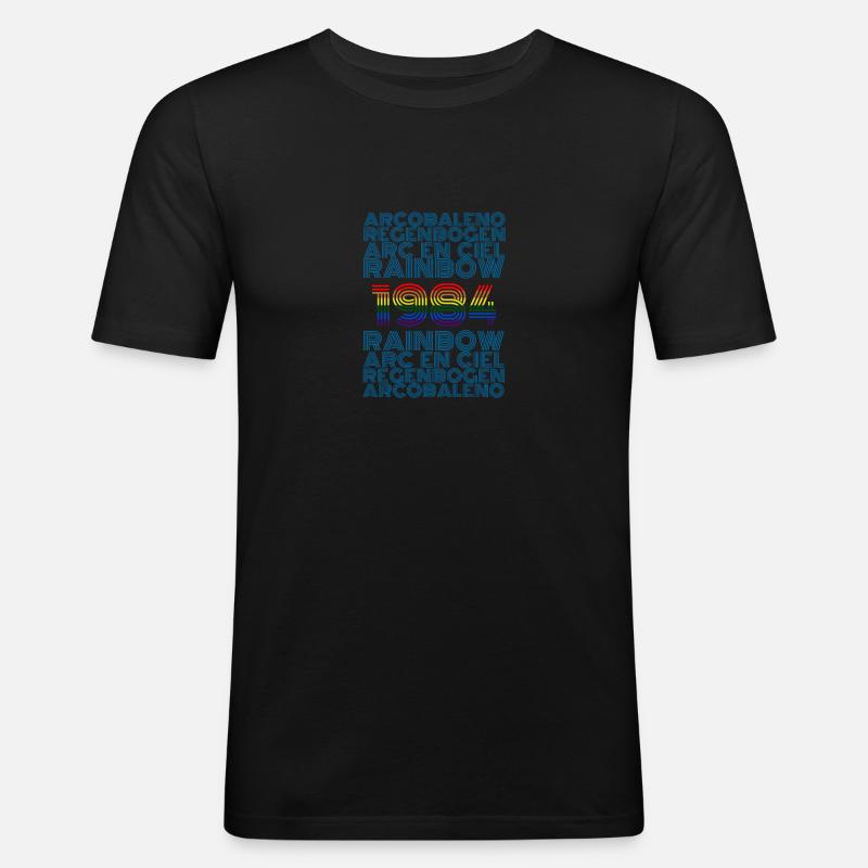 Rainbow 1984 - Männer Slim Fit T-Shirt - Schwarz