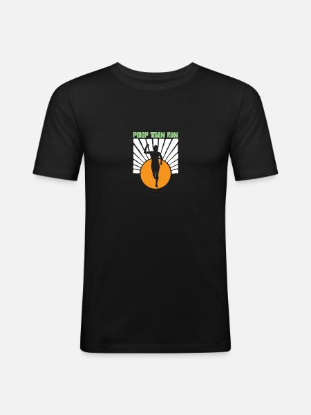 Poep en ren dan grappige marathonloper ultrarunning - Mannen slim fit T-shirt - zwart