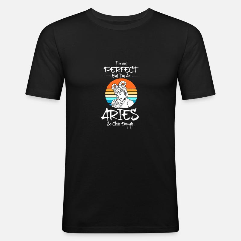 Sternzeichen Widder - Männer Slim Fit T-Shirt - Schwarz