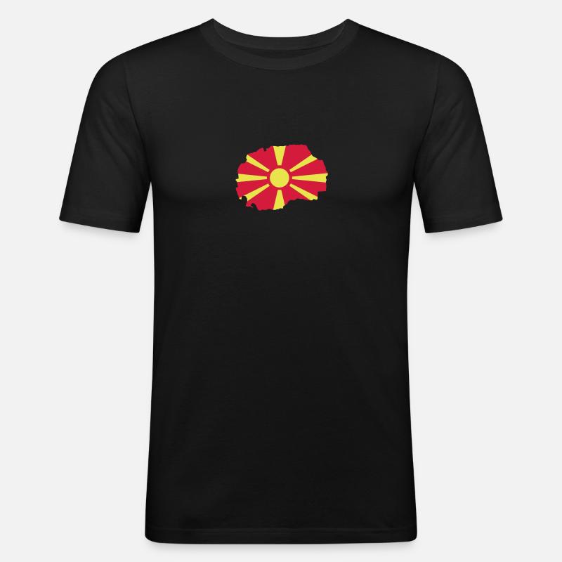 Mazedonien - Männer Slim Fit T-Shirt - Schwarz