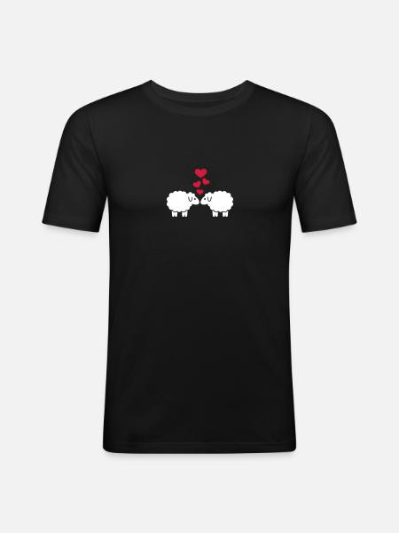 Schaf - Männer Slim Fit T-Shirt - Schwarz