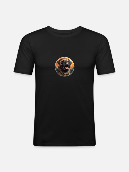 Faithful looking pug head - Men's Slim Fit T-Shirt - black