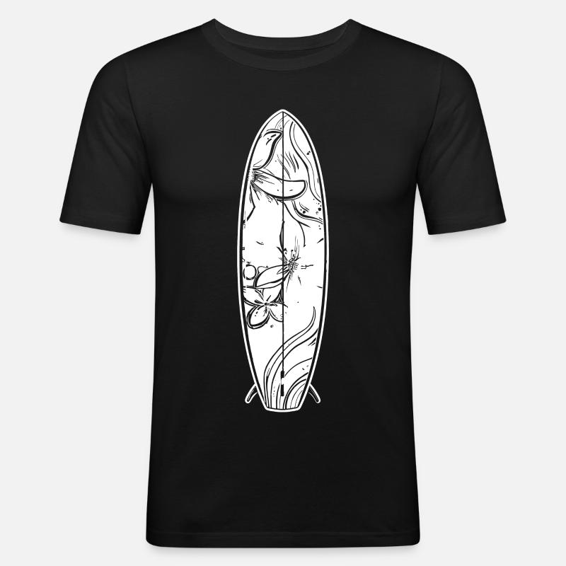 Cartoon Surfbrett - Männer Slim Fit T-Shirt - Schwarz