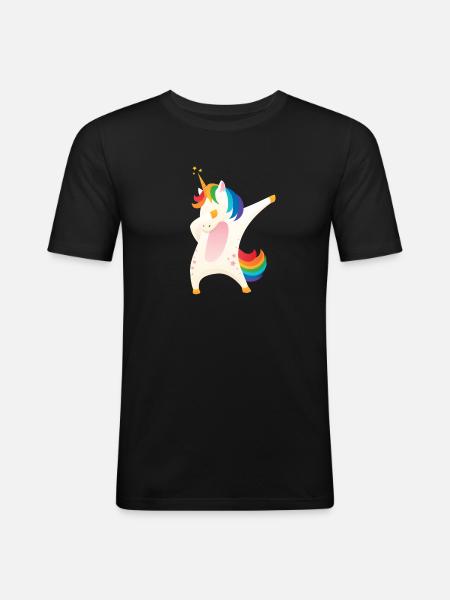 Funny Unicorn Dabbing | Dab Dance - Men's Slim Fit T-Shirt - black