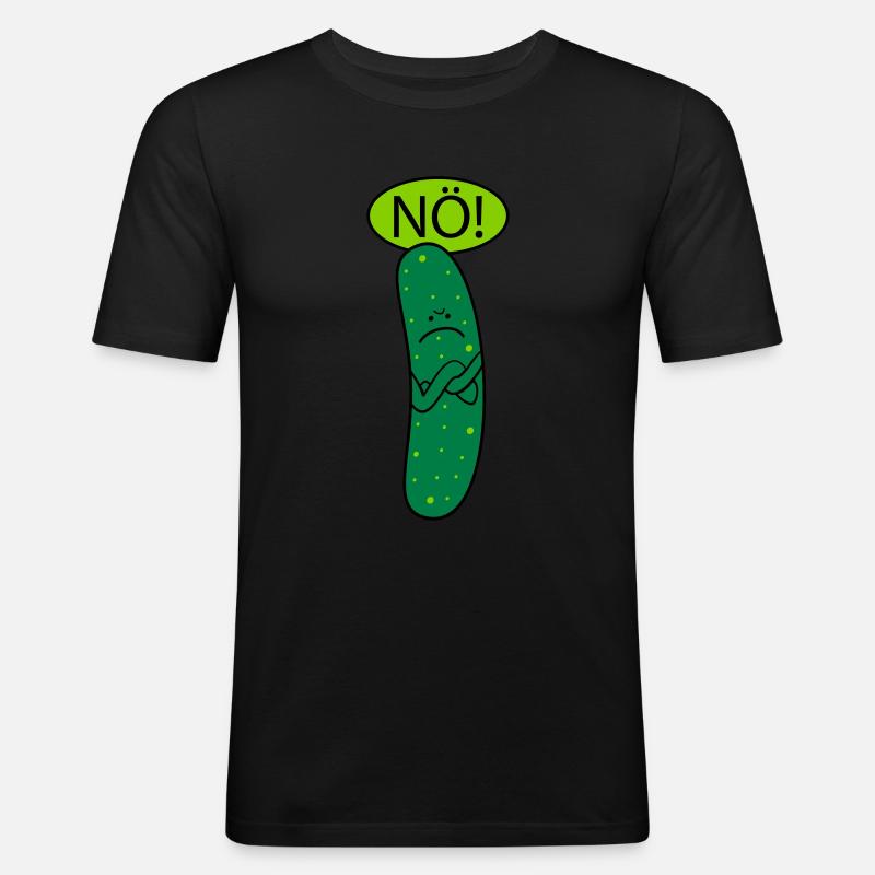 Saure Gurke (b) - Männer Slim Fit T-Shirt - Schwarz