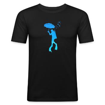 Scuba Diver Umbrella Underwater Exploration - Männer Slim Fit T-Shirt - Schwarz - Vorne - Nik (191cm)