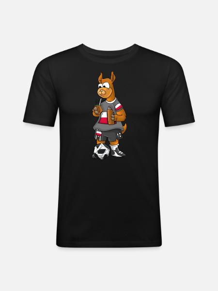 Poland Fan Lama - Men's Slim Fit T-Shirt - black