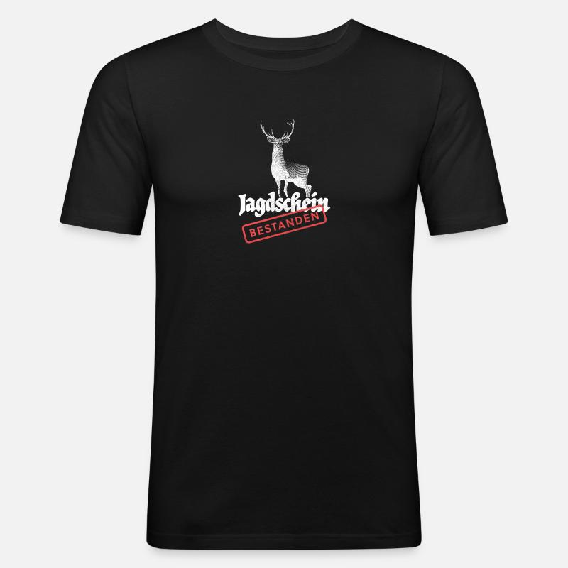 Jagdschein bestanden! - Männer Slim Fit T-Shirt - Schwarz