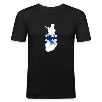 Team FIN Map Finland with Ball Pattern - Men's Slim Fit T-Shirt - black - Front - Nik (191cm)
