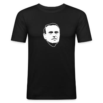 Nawalny - Männer Slim Fit T-Shirt - Schwarz - Vorne - Nik (191cm)