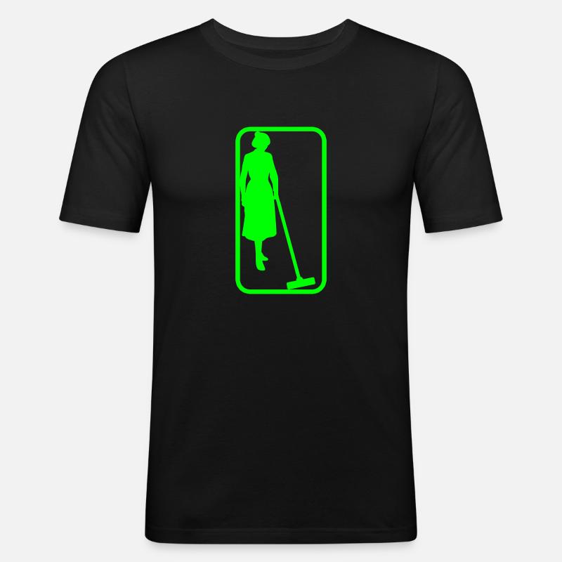 putzfrau - Männer Slim Fit T-Shirt - Schwarz