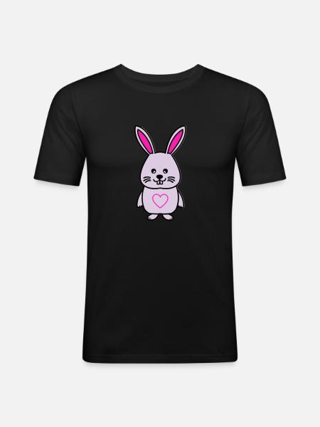 Bunny Comic Love - Men's Slim Fit T-Shirt - black