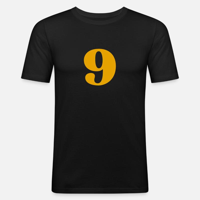 9 - Männer Slim Fit T-Shirt - Schwarz