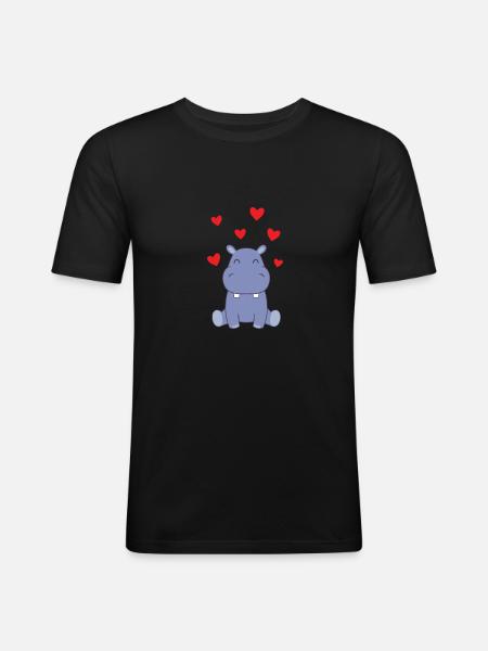 Hippo Love - Men's Slim Fit T-Shirt - black