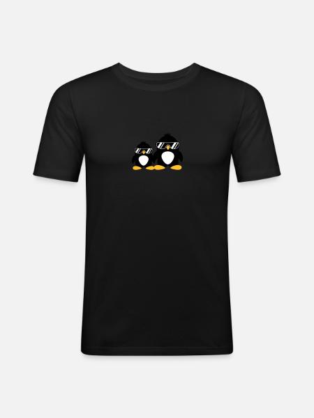 Cool Penguin Dad And Boy - Men's Slim Fit T-Shirt - black
