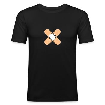 Band Aid! funny pictures, sarcasm, humor, fun - Men's Slim Fit T-Shirt - black - Front - Nik (191cm)